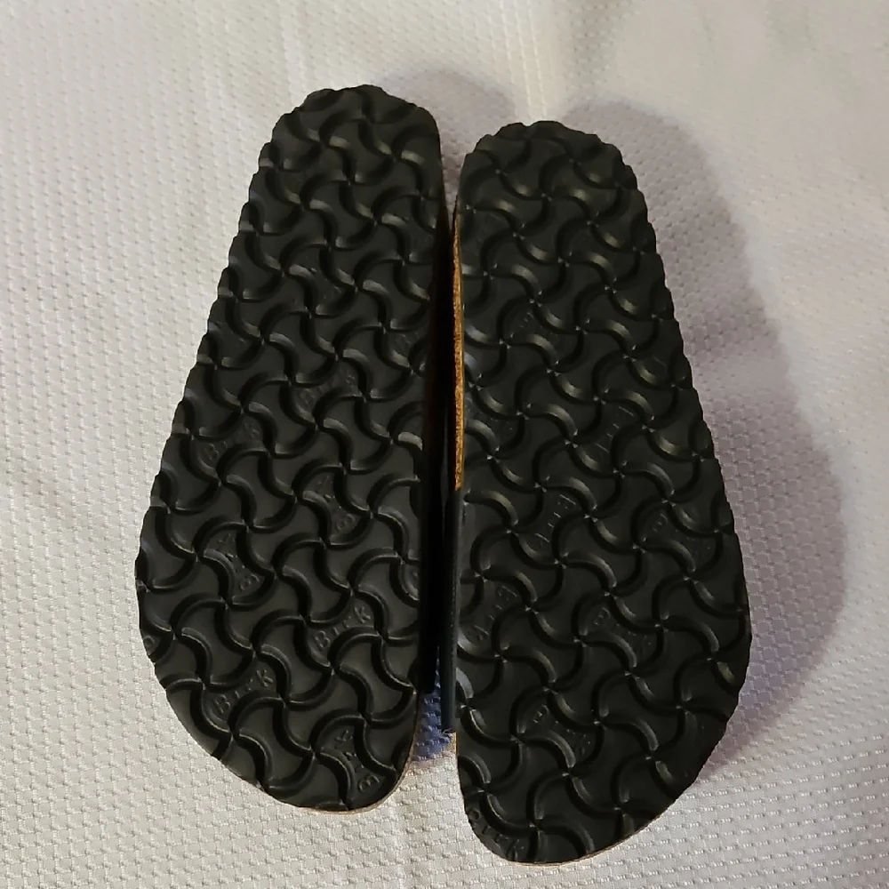 Birkenstock Black Single-Strap Cork Footbed Slides - Picture 2 of 4